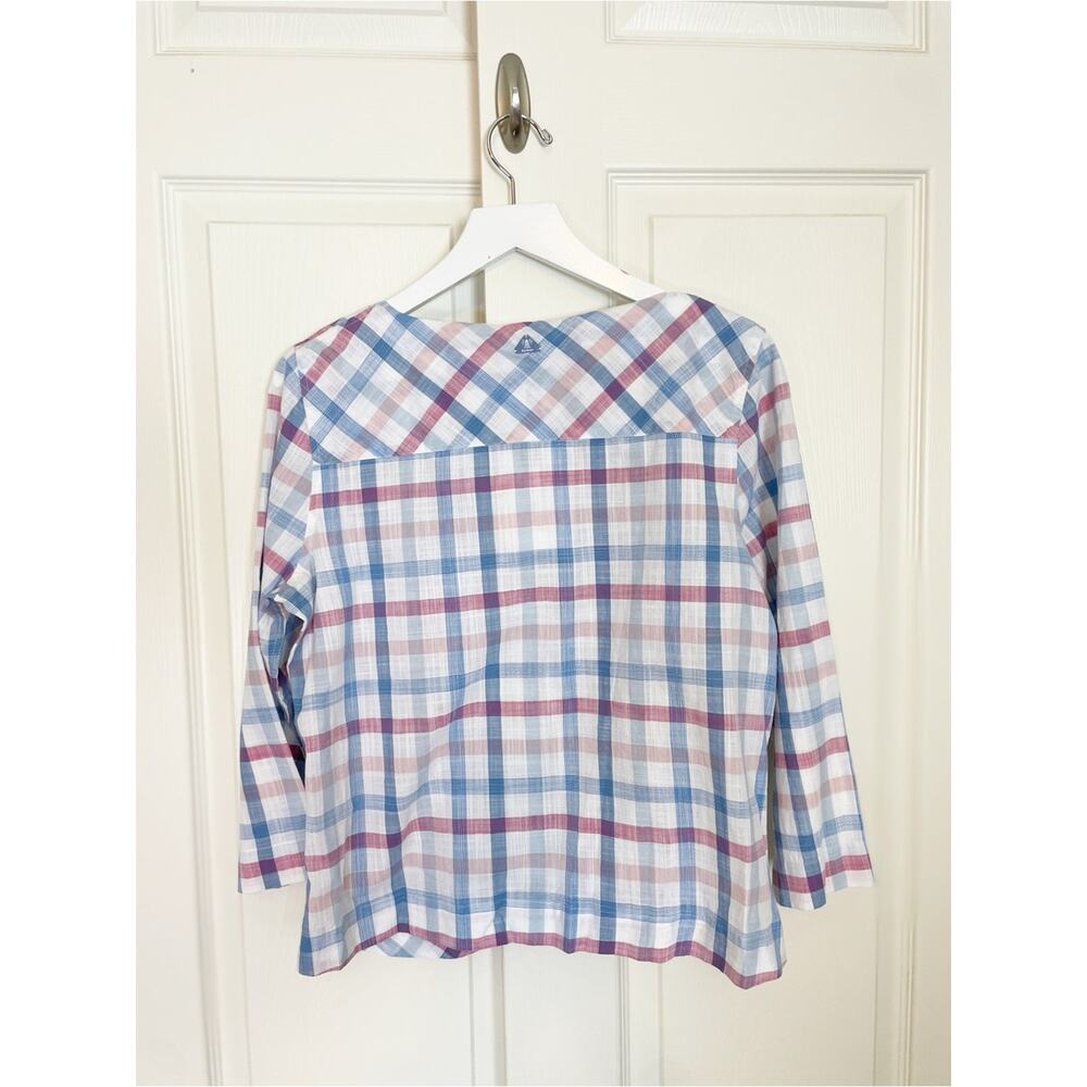 Barbour Harbourside Plaid Blouse Tie Hem Cotton Top NWT Sz 8 - Picture 6 of 10